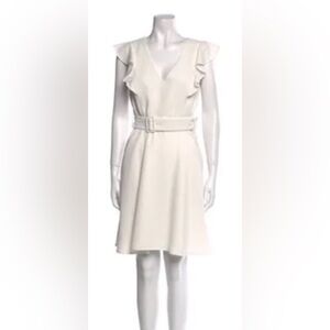 Black Halo Hailey Ruffle Dress in Sugar White Size 4